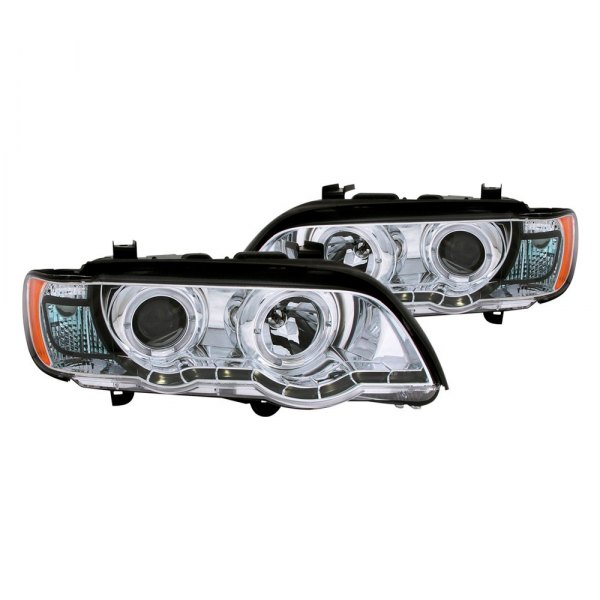 Anzo® - Chrome Halo Projector Headlights with Parking LEDs, BMW X5