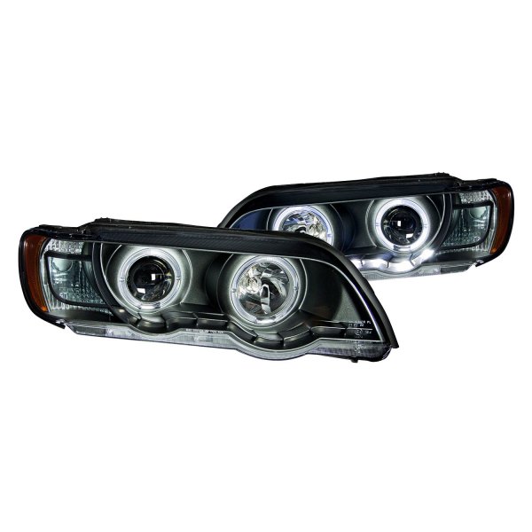 Anzo® - Black Halo Projector Headlights with Parking LEDs, BMW X5