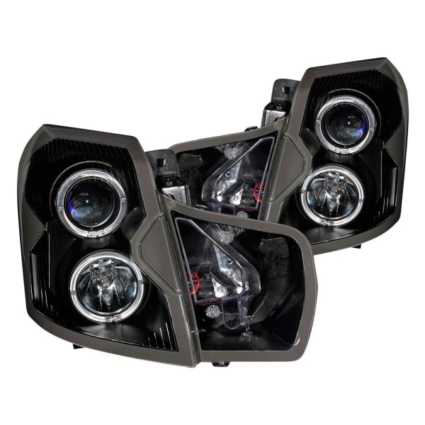 Anzo® - Black LED Halo Projector Headlights, Cadillac CTS