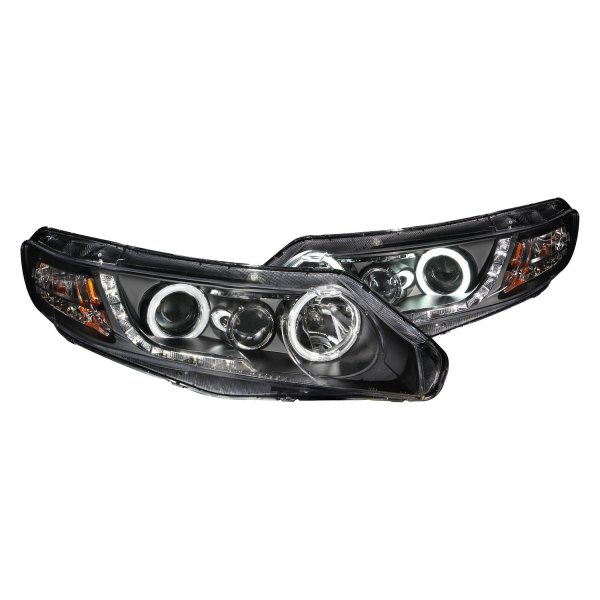 Anzo® - Black Halo Projector LED Headlights with Parking LEDs