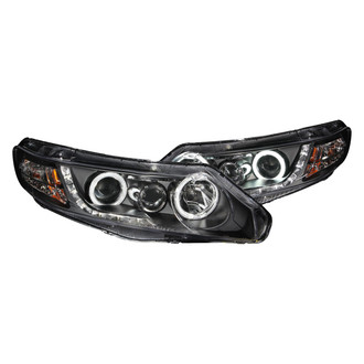 Anzo® - Driver and Passenger Side Black Halo Projector LED Headlights with Parking LEDs
