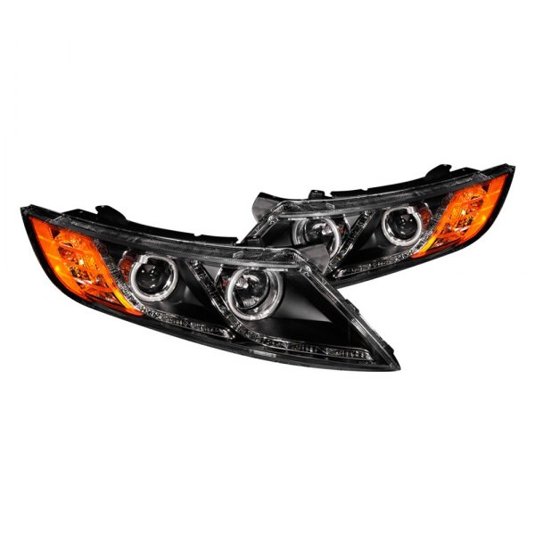 Anzo® - Black CCFL Halo Projector Headlights with Parking LEDs, Kia Optima