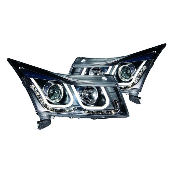 Anzo® - Black U-Bar™ Projector Headlights with LED Turn Signal, Chevrolet Cruze