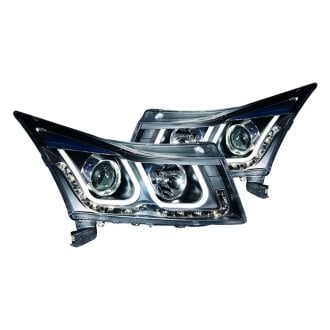 Anzo® - Driver and Passenger Side Black U-Bar™ Projector Headlights with LED Turn Signal