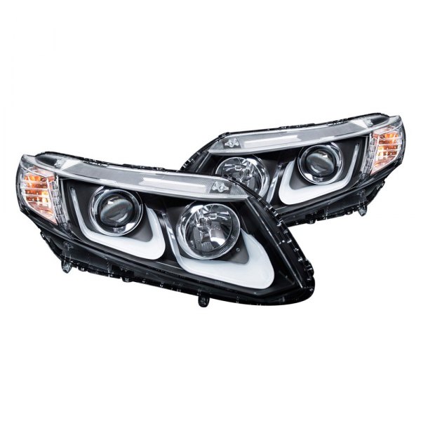 Anzo® - Black LED U-Bar™ Projector Headlights, Honda Civic