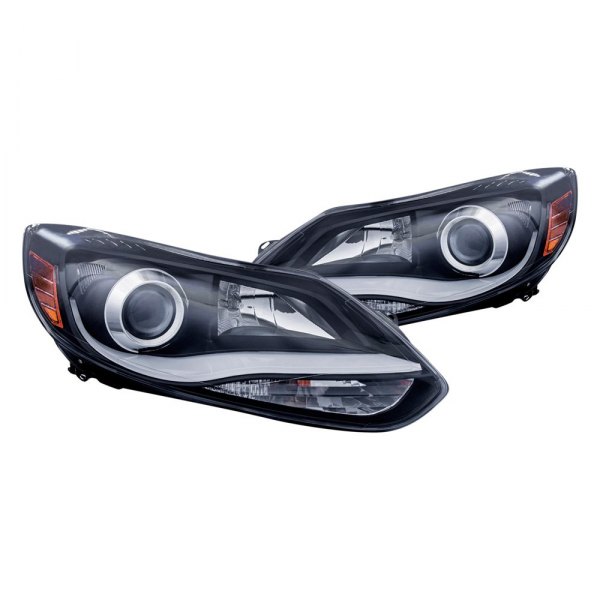 Anzo® - Plank Style Black LED DRL Bar Projector Headlights, Ford Focus