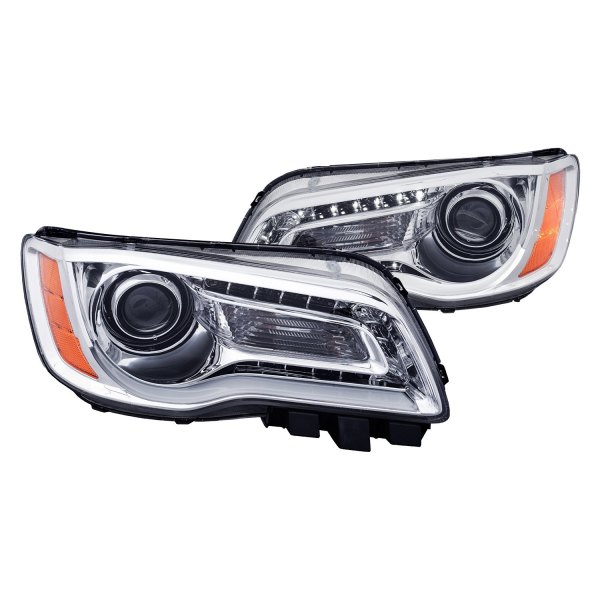 Anzo® - Chrome DRL Bar Projector Headlights with Parking LEDs, Chrysler 300