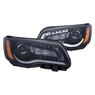 Anzo® - Plank Style Driver and Passenger Side Black DRL Bar Projector Headlights with Parking LEDs