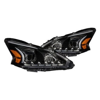 Anzo® - Plank Style Driver and Passenger Side Black DRL Bar Projector Headlights with Parking LEDs