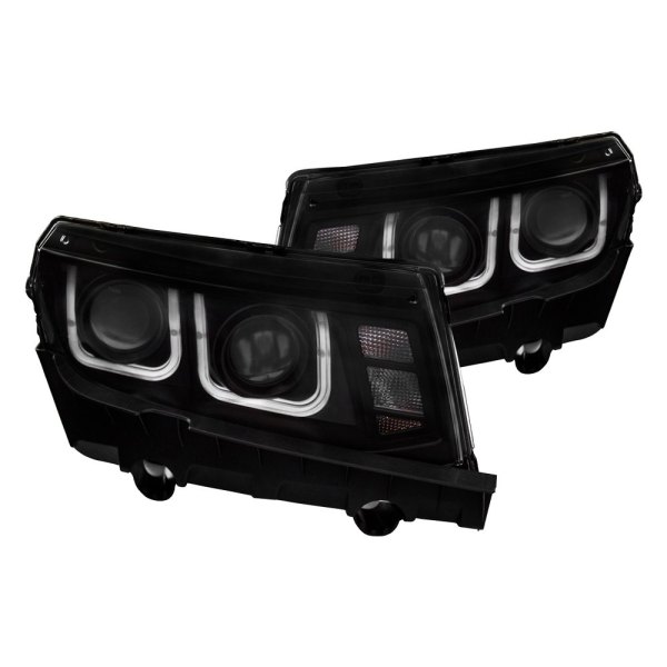 Anzo® - Black LED U-Bar™ Projector Headlights, Chevy Camaro