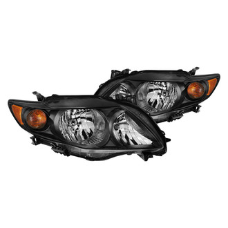 Anzo® - Driver and Passenger Side Black Euro Headlights