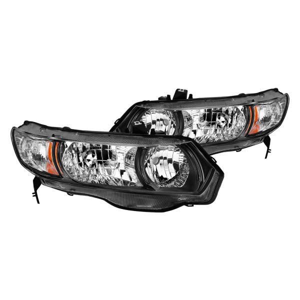 Anzo® - Black/Chrome Euro Headlights, Honda Civic