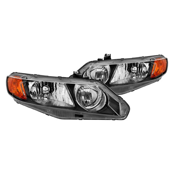 Anzo® - Black Euro Headlights, Honda Civic