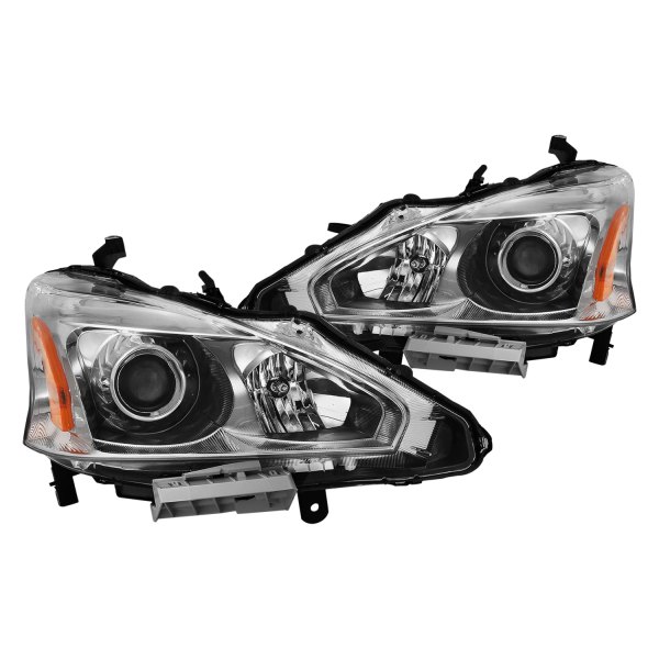 Anzo® - Black/Chrome Projector Headlights, Nissan Altima