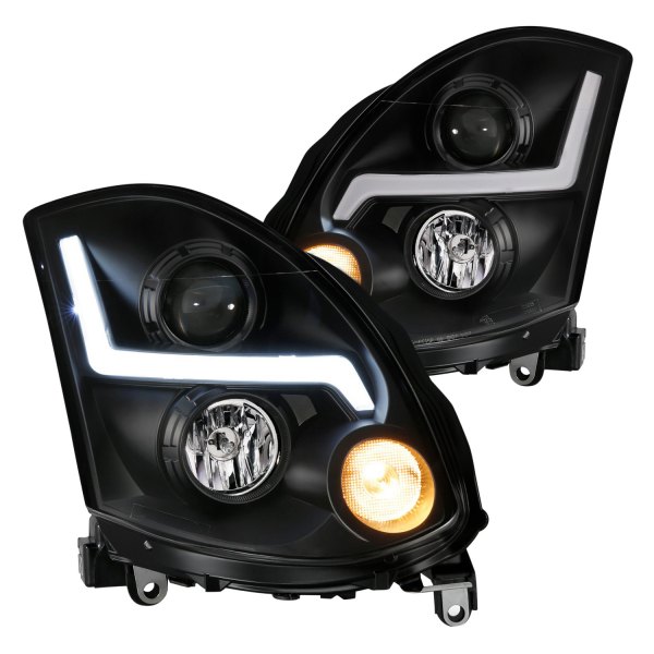 Anzo® - Plank Style Black LED DRL Bar Projector Headlights, Infiniti G35