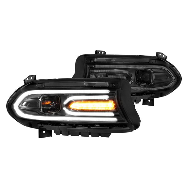Anzo® - Black LED U-Bar™ Projector Headlights, Dodge Charger