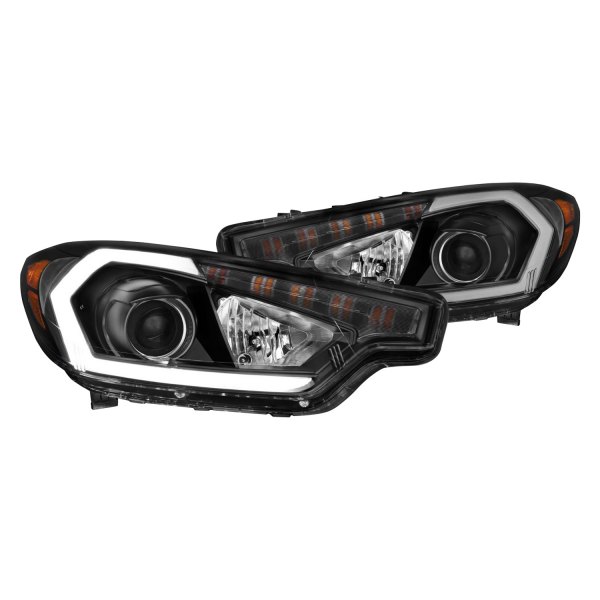 Anzo® - Black DRL Bar Projector Headlights with LED Turn Signal, Kia Forte
