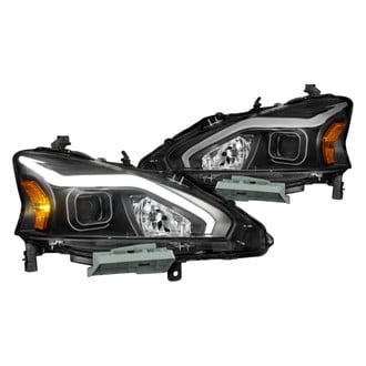 Anzo® - Driver and Passenger Side Black LED DRL Bar Projector Headlights