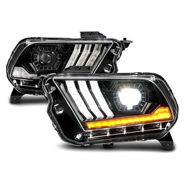 Anzo® - Black Tri-Bar Projector LED Headlights with Sequential Turn Signal