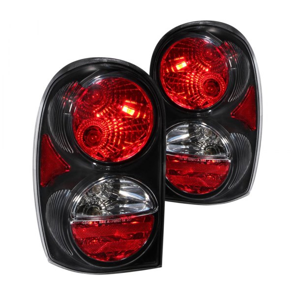 Anzo® - Black/Red Euro Tail Lights, Jeep Liberty