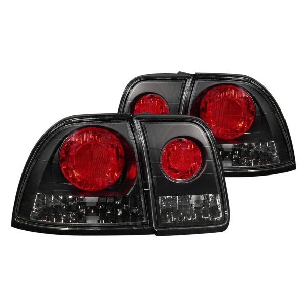 Anzo® - Black/Red Euro Tail Lights, Honda Accord