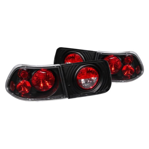 Anzo® - Black/Red Euro Tail Lights, Honda Civic
