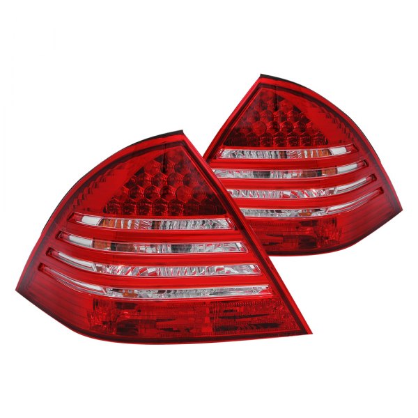 Anzo® - Chrome Red/Smoke Euro Tail Lights, Mercedes C Class