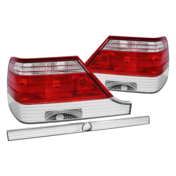 Anzo® - Chrome/Red Euro Tail Lights, Mercedes S Class