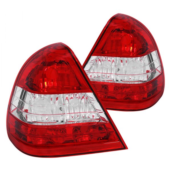 Anzo® - Chrome/Red Euro Tail Lights, Mercedes C Class