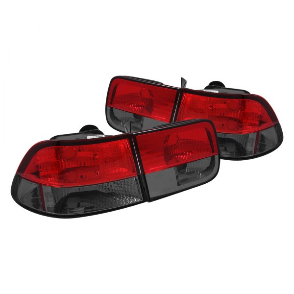 Anzo® - Chrome Red/Smoke Euro Tail Lights, Honda Civic