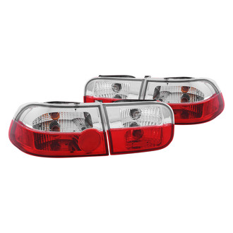 Anzo® - Driver and Passenger Side Chrome/Red Euro Tail Lights