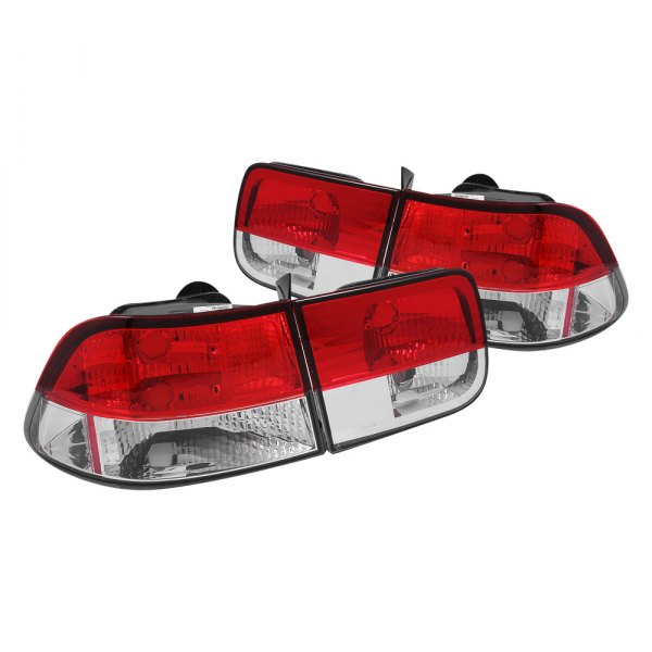Anzo® - Chrome/Red Euro Tail Lights, Honda Civic
