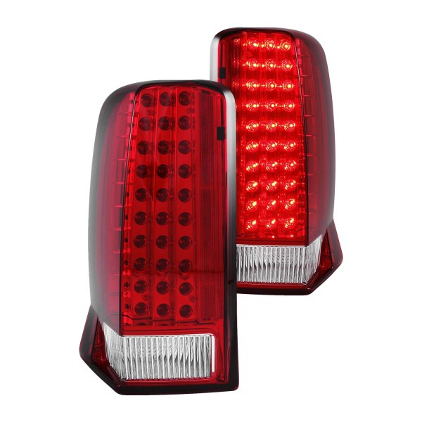 Anzo® - Chrome/Red LED Tail Lights, Cadillac Escalade