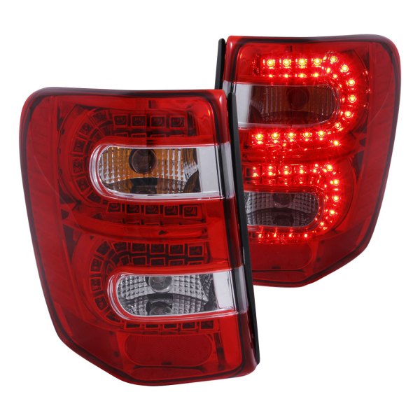 Anzo® - Chrome/Red LED Tail Lights, Jeep Grand Cherokee