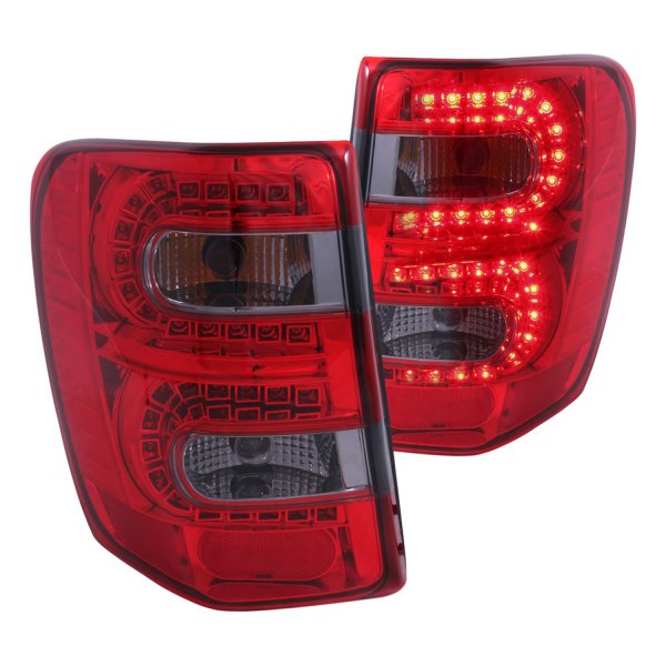 Anzo® - Chrome Red/Smoke LED Tail Lights, Jeep Grand Cherokee