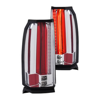 Anzo® - Driver and Passenger Side Chrome/Red Fiber Optic LED Tail Lights
