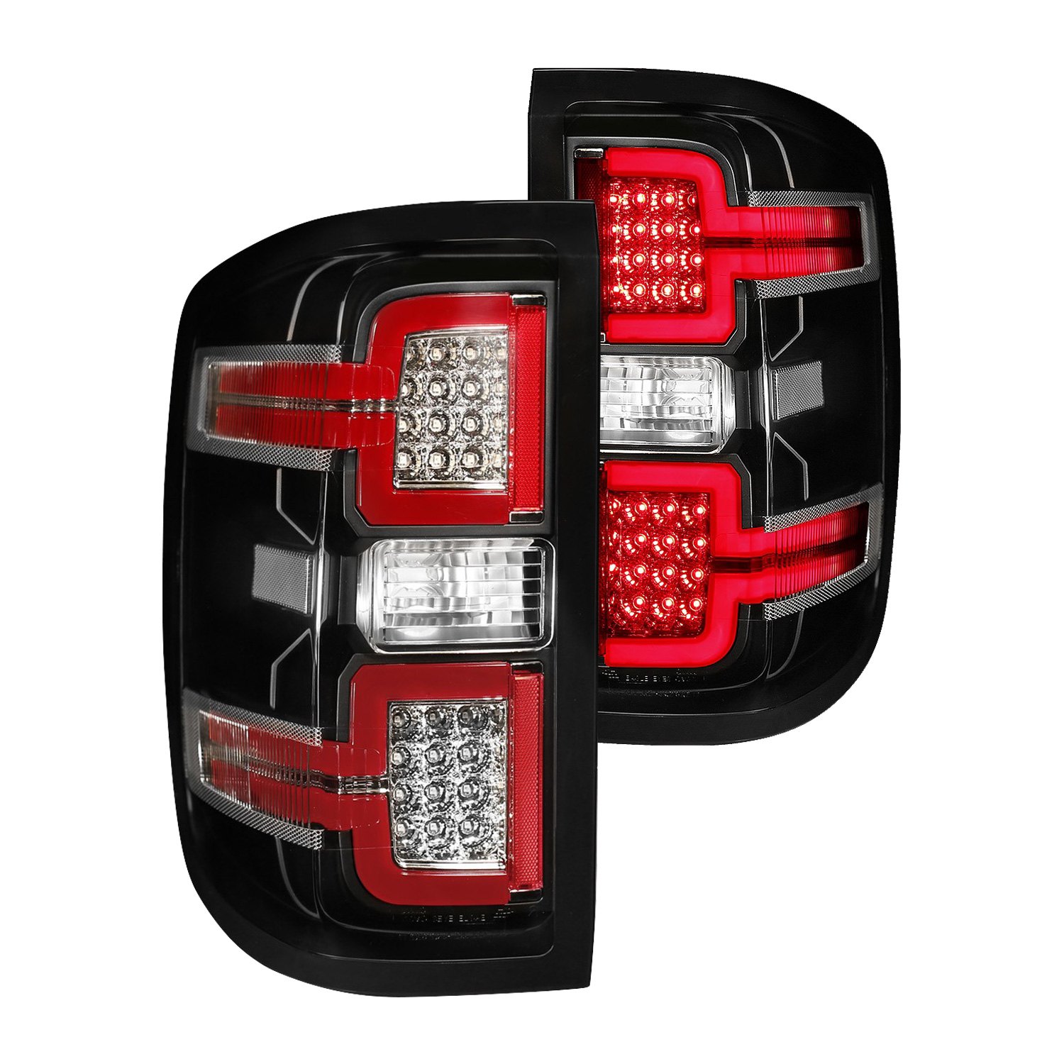 Anzo® Chevy Silverado 1500 with Factory Halogen Tail Lights 2015 Black Sequential Fiber Optic