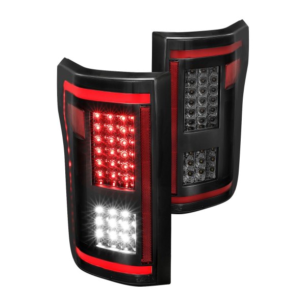 Anzo® - Black/Smoke Sequential Fiber Optic LED Tail Lights, Ford F-150