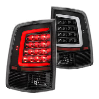 Anzo® - Driver and Passenger Side Black Plank Style Fiber Optic LED Tail Lights