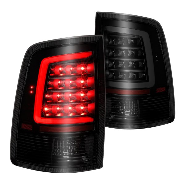 Anzo® - Black/Smoke Plank Style Fiber Optic LED Tail Lights, Dodge Ram