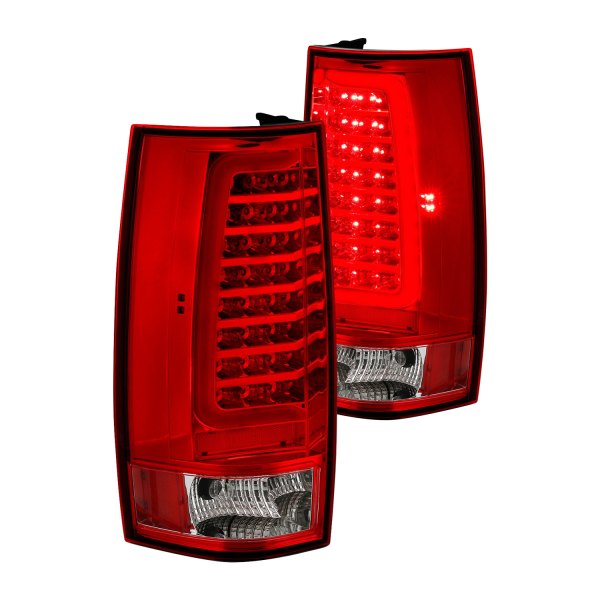 Anzo® - Chrome/Red Plank Style Fiber Optic LED Tail Lights