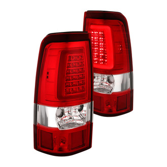 Anzo® 311335 - Driver and Passenger Side Chrome/Red Plank Style Fiber Optic LED Tail Lights
