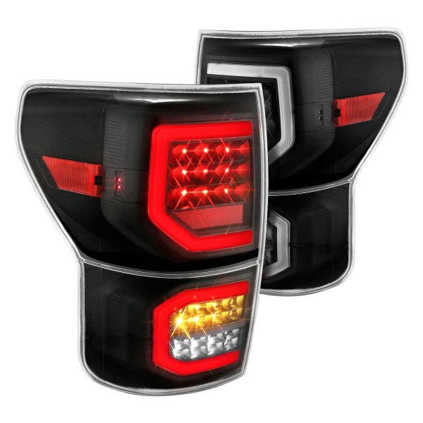 Anzo® - Black Plank Style Fiber Optic LED Tail Lights, Toyota Tundra