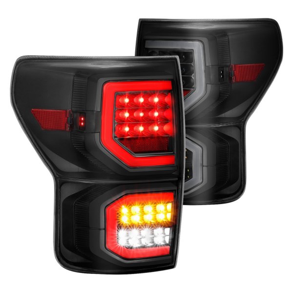 Anzo® - Black/Smoke Plank Style Fiber Optic LED Tail Lights, Toyota Tundra