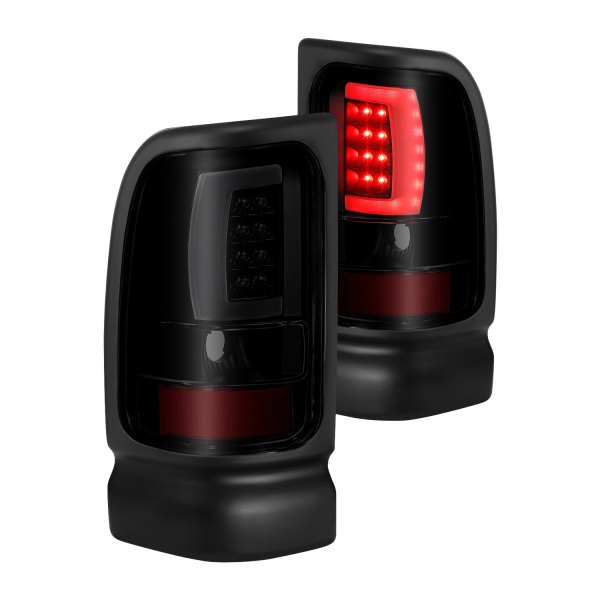 Anzo® - Black/Smoke Plank Style Fiber Optic LED Tail Lights, Dodge Ram