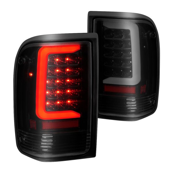 Anzo® - Black/Smoke Fiber Optic LED Tail Lights, Ford F-100