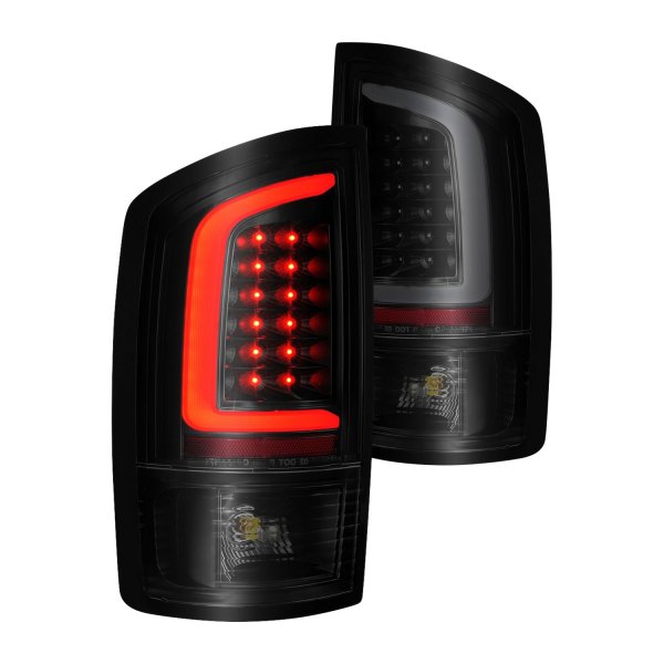 Anzo® - Black/Smoke Fiber Optic LED Tail Lights, Dodge Ram
