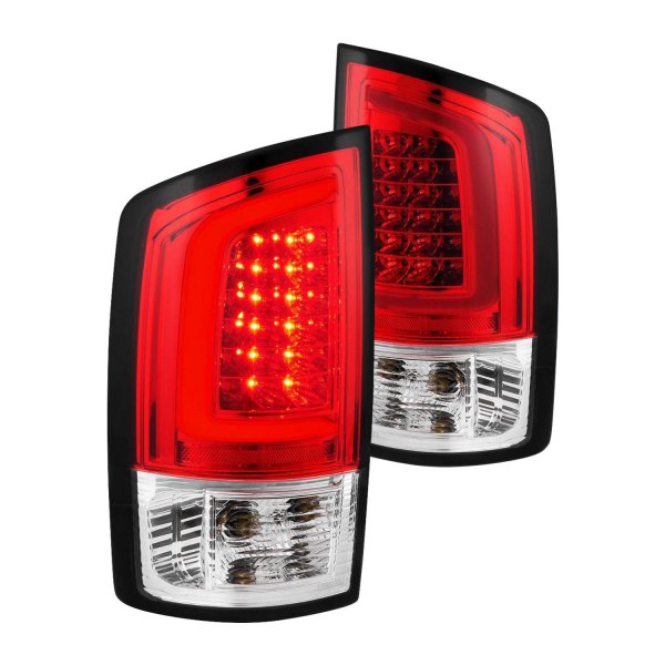 Anzo® - Chrome/Red Fiber Optic LED Tail Lights, Dodge Ram