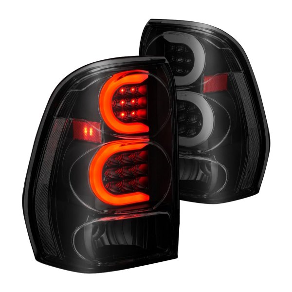 Anzo® - Black/Smoke Fiber Optic LED Tail Lights, Chevy Trailblazer