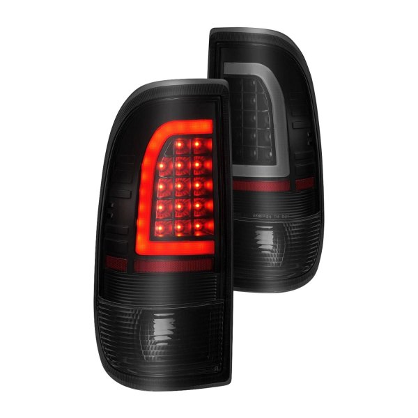 Anzo® - Black/Smoke Fiber Optic LED Tail Lights, Ford F-350